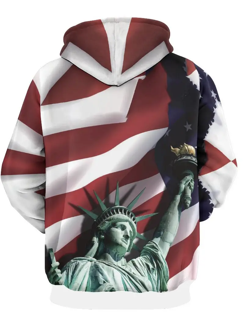 Statue Of Liberty Print Hoodie, Cool Hoodies For Men, Men's Casual Graphic  Design Pullover Hooded Sweatshirt With Kangaroo Pocket Streetwear For
